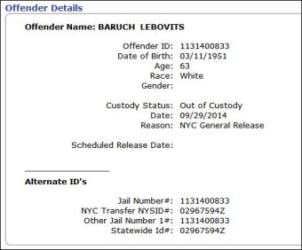 Baruch Lebovits Prison Release NYC General Release Sept 29 2014
